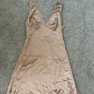 Gold silk slip dress